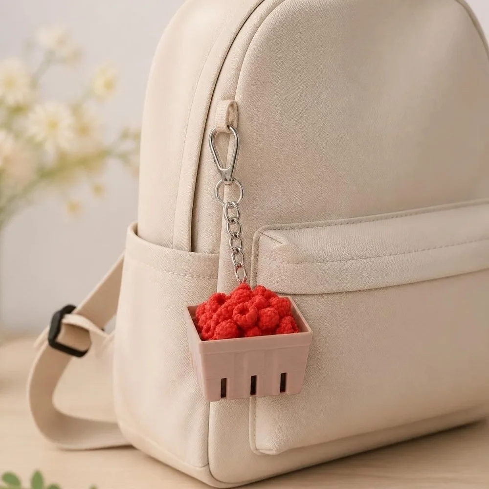 Portable Simulation Fruits Colorful Fruits Keychain Cartoon Creative Fidget Keychain Handbag Charm For Adults