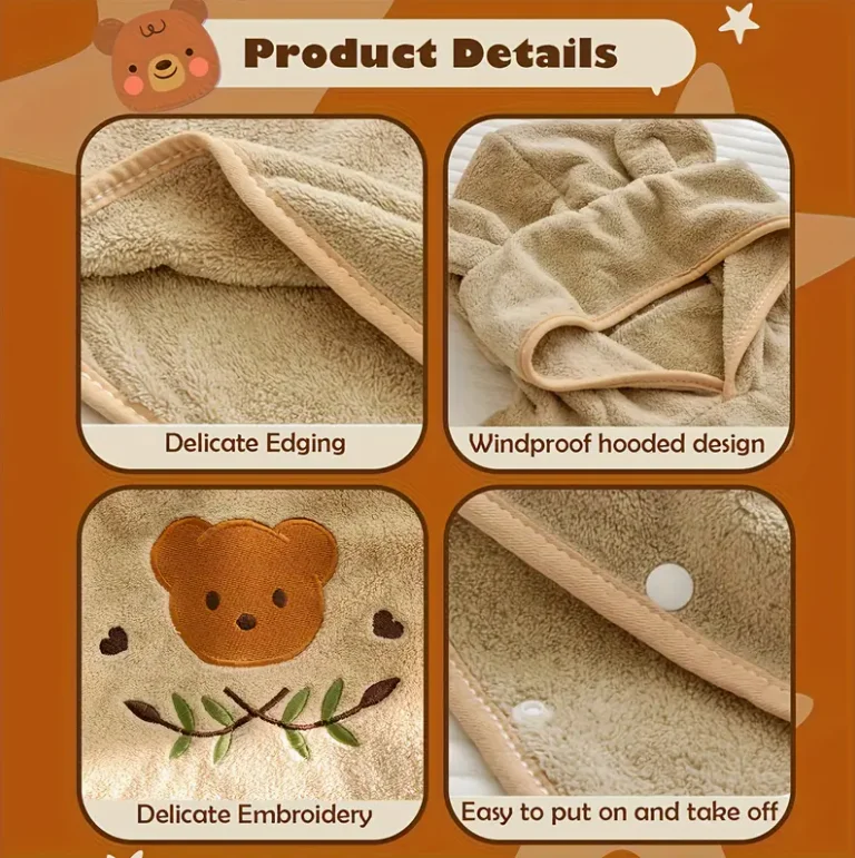 Asciugamano da bagno per bambini |   Asciugamano da bagno per bambini ricamato personalizzato |   Per 3-6 anni |   Morbido e caldo con cappuccio assorbente