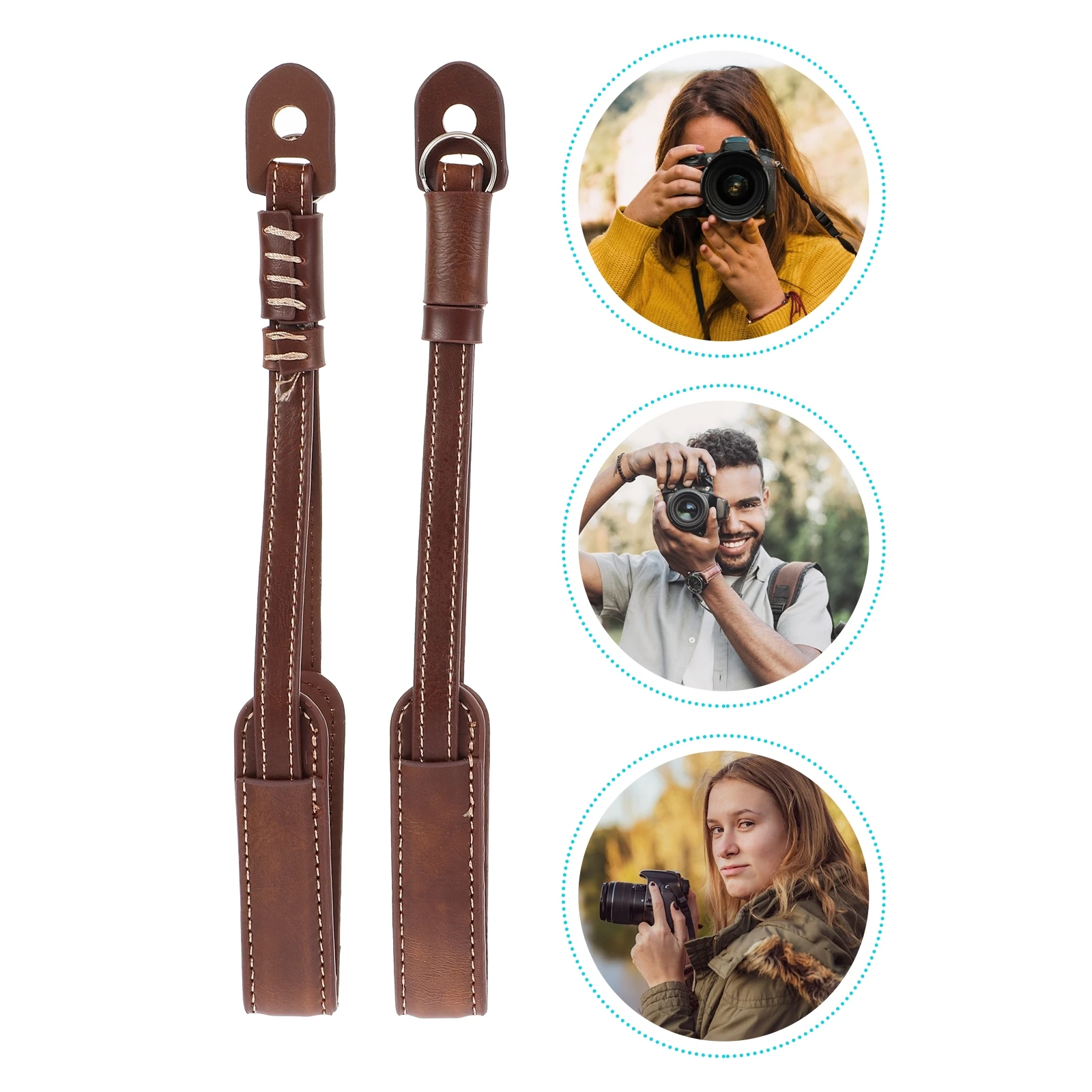 

2pcs Camera Wrist Strap For Mirrorless Dslr Adjustable Durable Pu Comfortable Safety Lanyard For Compact