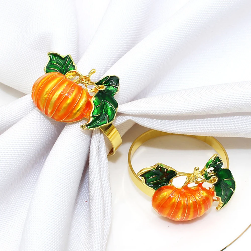 Halloween Napkin Rings Pumpkin Decorative Napkin Buckles Props Pumpkin Napkin Holder Napkin Ring Party Dinner Table Decor 2022