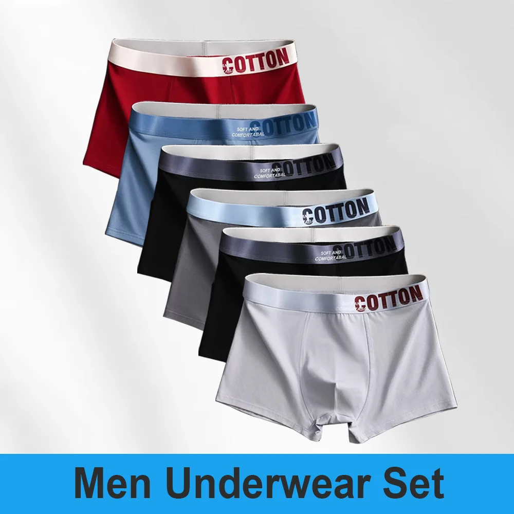 

3Pcs Cotton Panties Boxer Men's Underwear Antibacterial Breathable Elasticity Underwear Sports Solid Color High Quality Shorts