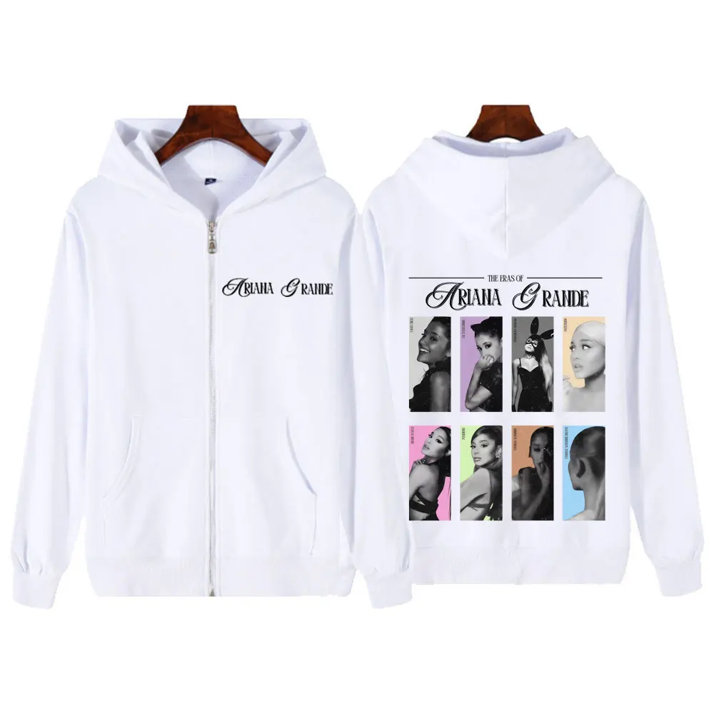 Customization Singer Ariana Grande Fashion Album Cover Tour Zip Up Hoodie Men Women Fashion Jacket Coat Loose Casual Hip-hop Zip