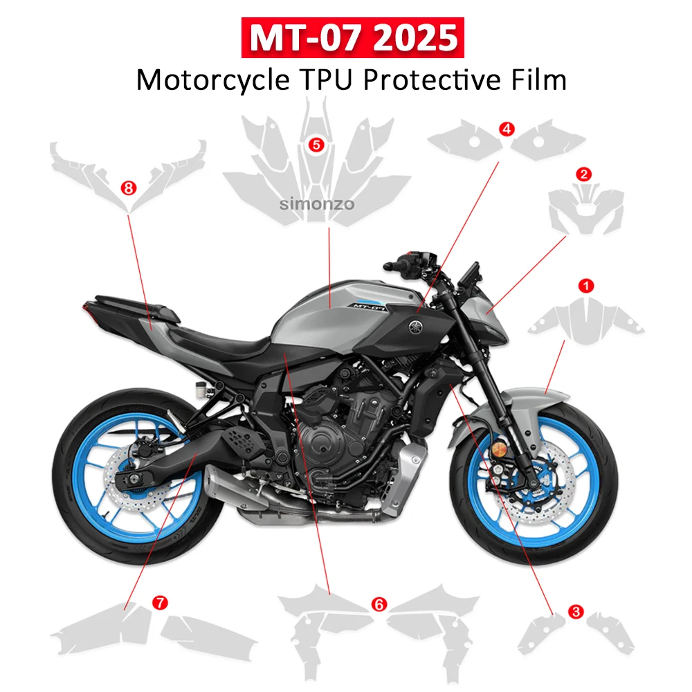 

For YAMAHA MT-07 MT07 MT 07 PPF Motorcycle TPU Protective Film Self-Healing Full Body Paint Protection Scratch Resistant Kit