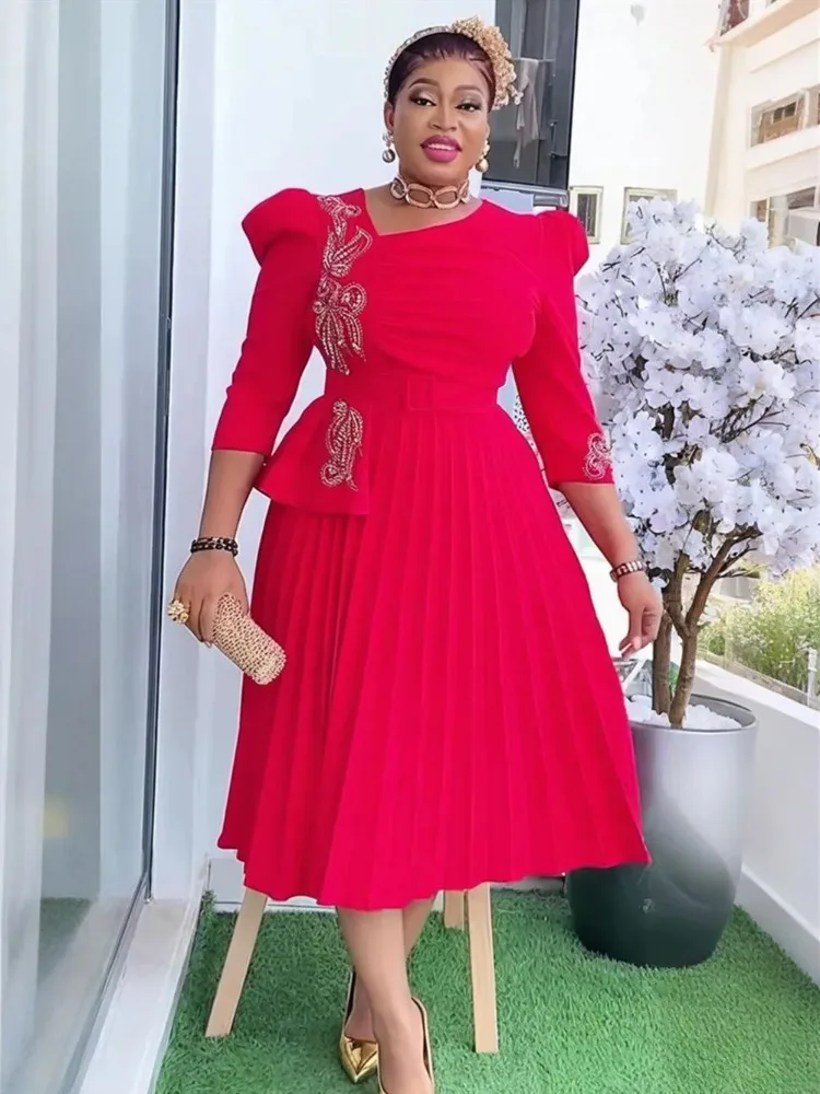

Elegant African Dresses for Women 2025 Africa Clothing Plus Size Wedding Party Dress Dashiki Ankara Office Lady Outfit Robe