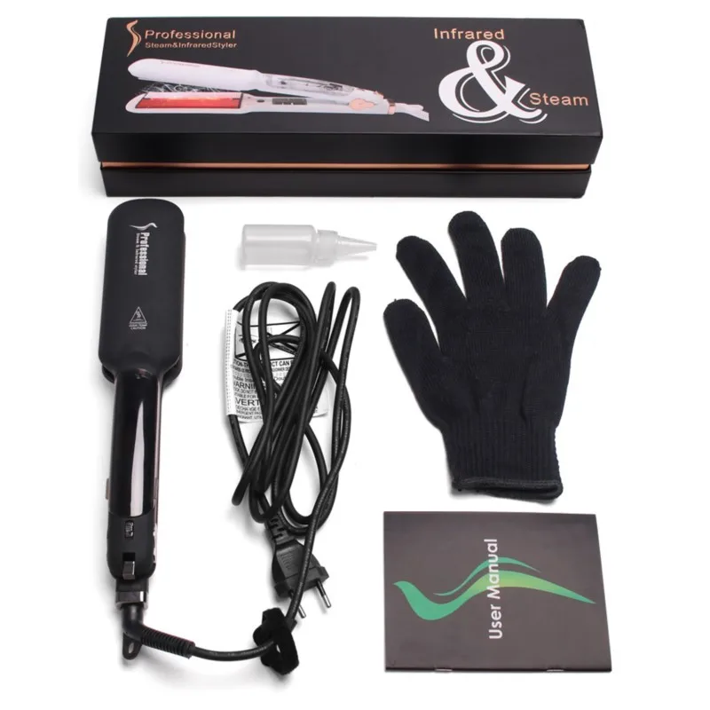 المهنية البخار مكواة فرد الشعر السيراميك البخار الأشعة تحت الحمراء الطراز حديد مسطح بخار التورمالين الأيونية مموج الشعر تصفيف الشعر أداة