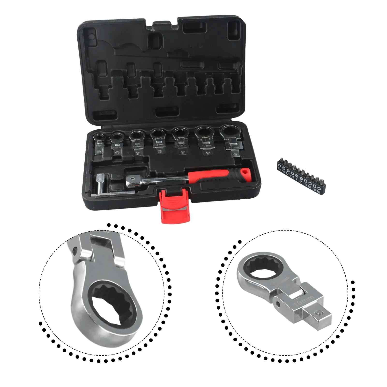 

Набор торцевых ключей-трещоток из хромованадиевой стали, 20 шт., со сменными насадками для отверток Torx для обслуживания