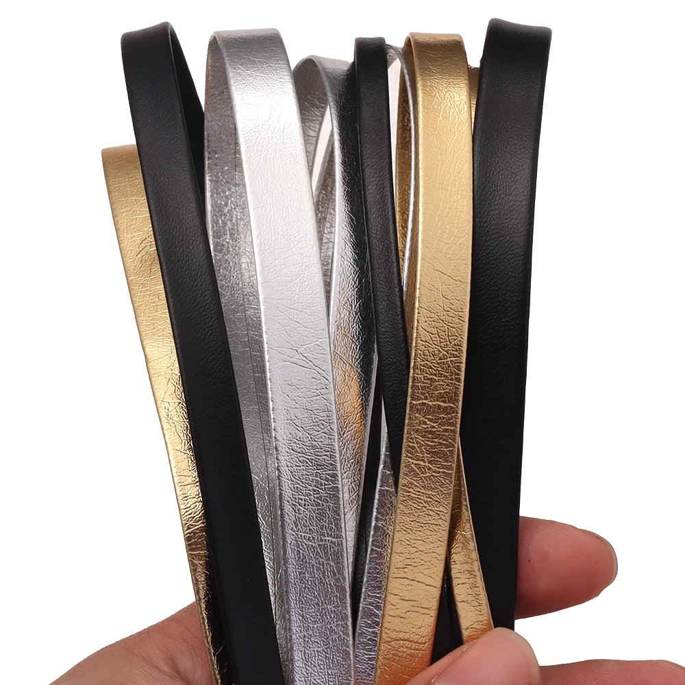10 yardas/lote, cordón plano de cuero PU suave de 5, 8, 10 mm para bordes de bolsos, cuerda, decoración de ropa DIY, lazos, materiales trenzados