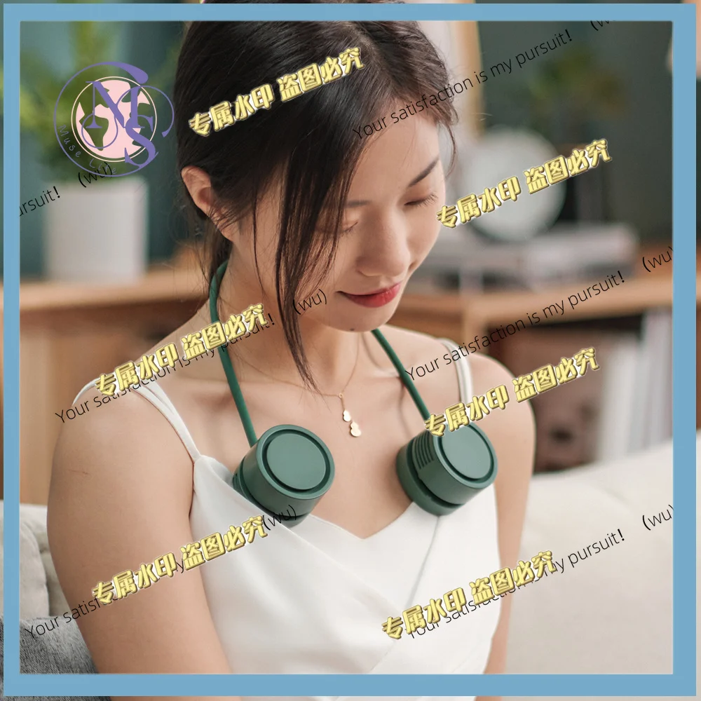 Suspended neck hanging power ventilation bladeless neck hanging fan, portable mini air cooler USB rechargeable