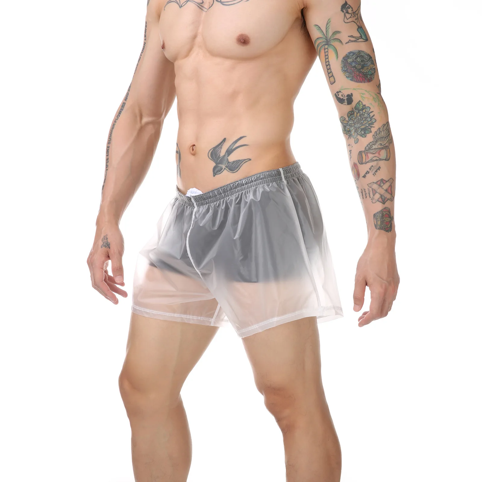 

Men Beach Trunks Man Transparent Swimwear Sexy Swimming Swimsuit PVC Beachwear Shorts Boardshorts Bathing Suit Waterproof