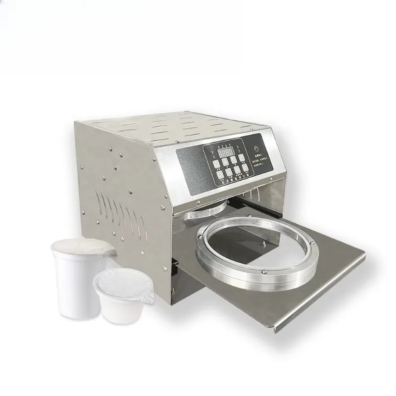 Yogurt juice semi-automatic packaging machine; Ice cream pudding cup sealing machine