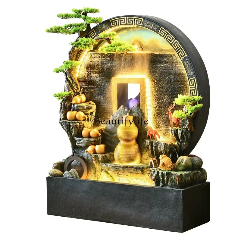 

Entrance water curtain water wall screen gourd circulating water fountain housewarming opening lucky ornament