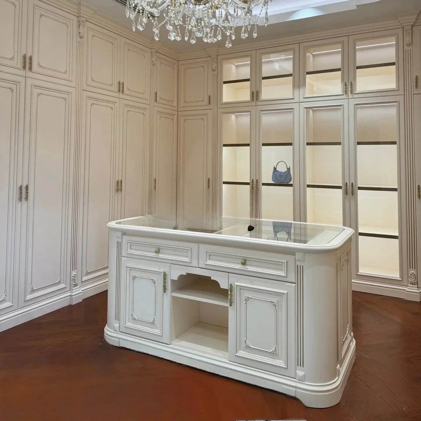 TTTTIsland Cabinet Ivory White Villa Bedroom Jewelry, Display Locker