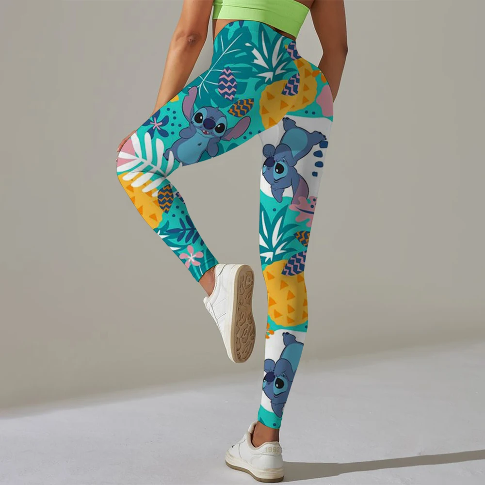 Disney Stitch print High Waist Yoga Legging Women Sport Cropped Pants Butter Athletic Gym Comprehensive Training Jog