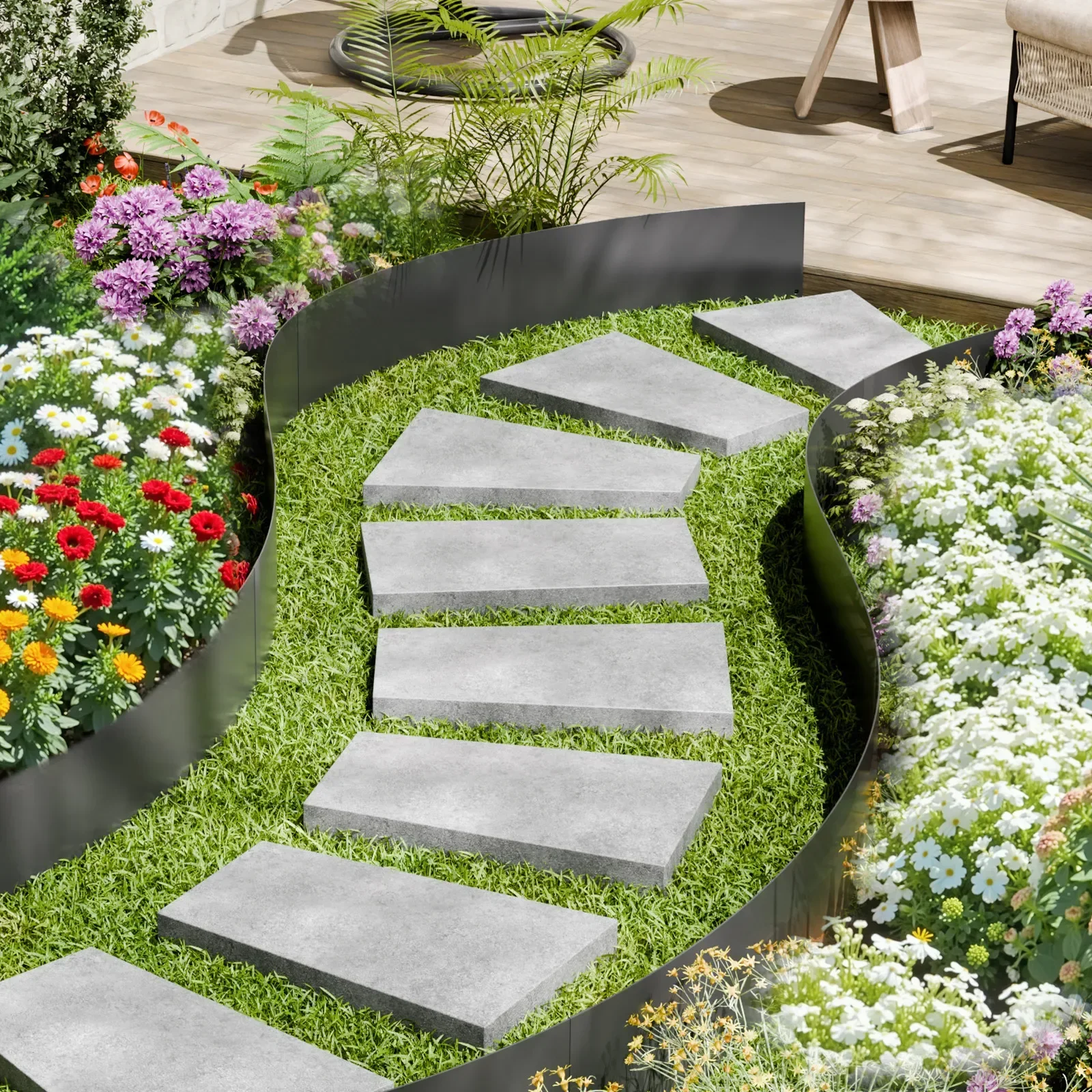 حواف المناظر الطبيعية الفولاذية 6 عبوات 40 × 6 بوصة حواف حديقة مقاومة للصدأ