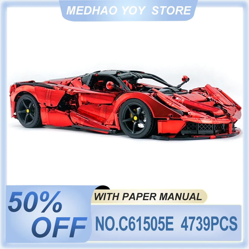 

MOC C61505E Highly difficult Technical Red Super Sports Vehicle Racing Model Building Bricks Puzzle DIY Toys Chrismas Gifts Kids