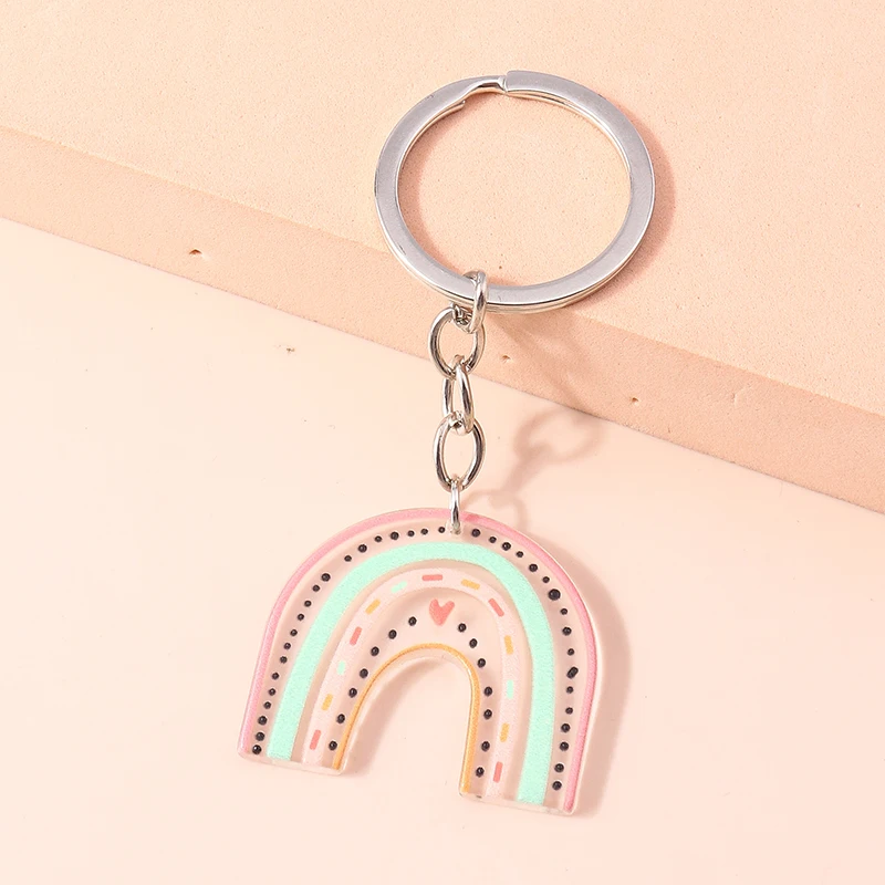 New Colorful Rainbow Keychains for Car Key Souvenir Gift for Women Men DIY Handbag Pendants Hanging Key Ring Jewelry Accessories