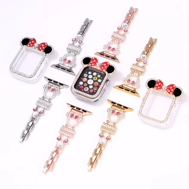 Custodia in silicone Disney Minnie per cinturino Apple iwatch 41MM 40MM 45mm 38mm 42mm Custodia protettiva Apple Watch Serie 8 7 SE 6 5 4
