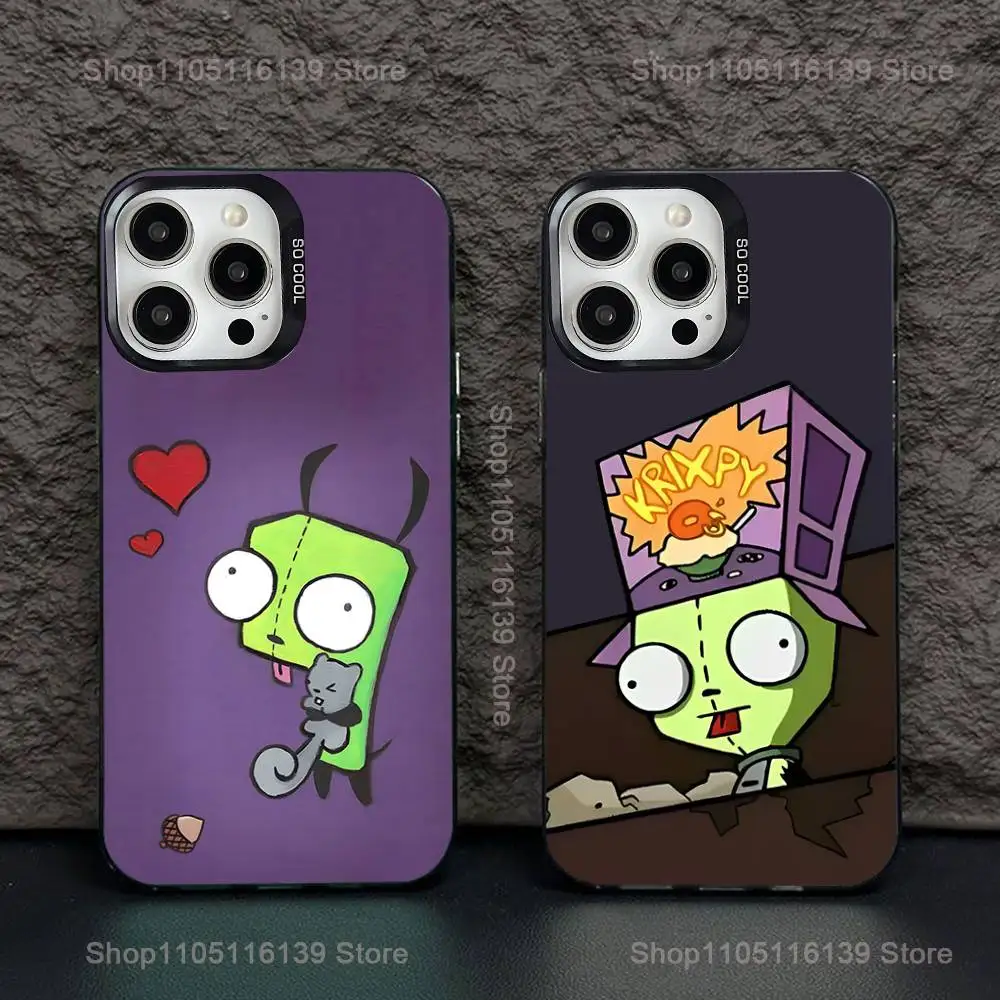 

Cartoon I-Invader Zim Phone Case For iPhone 16,15,14,13,12,11,Pro,XS,Max,Plus,Mini,SE Black Candy Matte Shockproof Cover