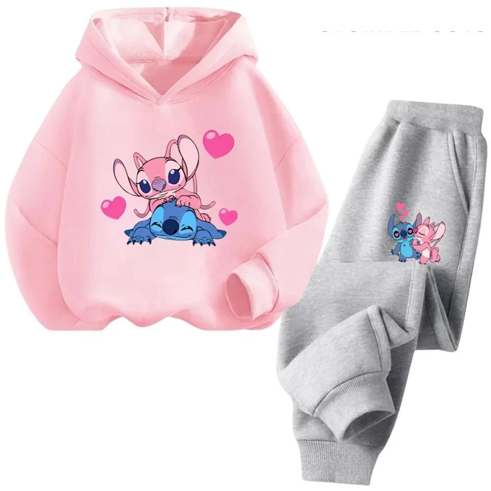 Merkkleding Kawaii Stitch Hoodie Set Sweatshirts Later Hoodie Sonische Pullover Jongen Meisje Trainingspak Set Met Lange Mouwen