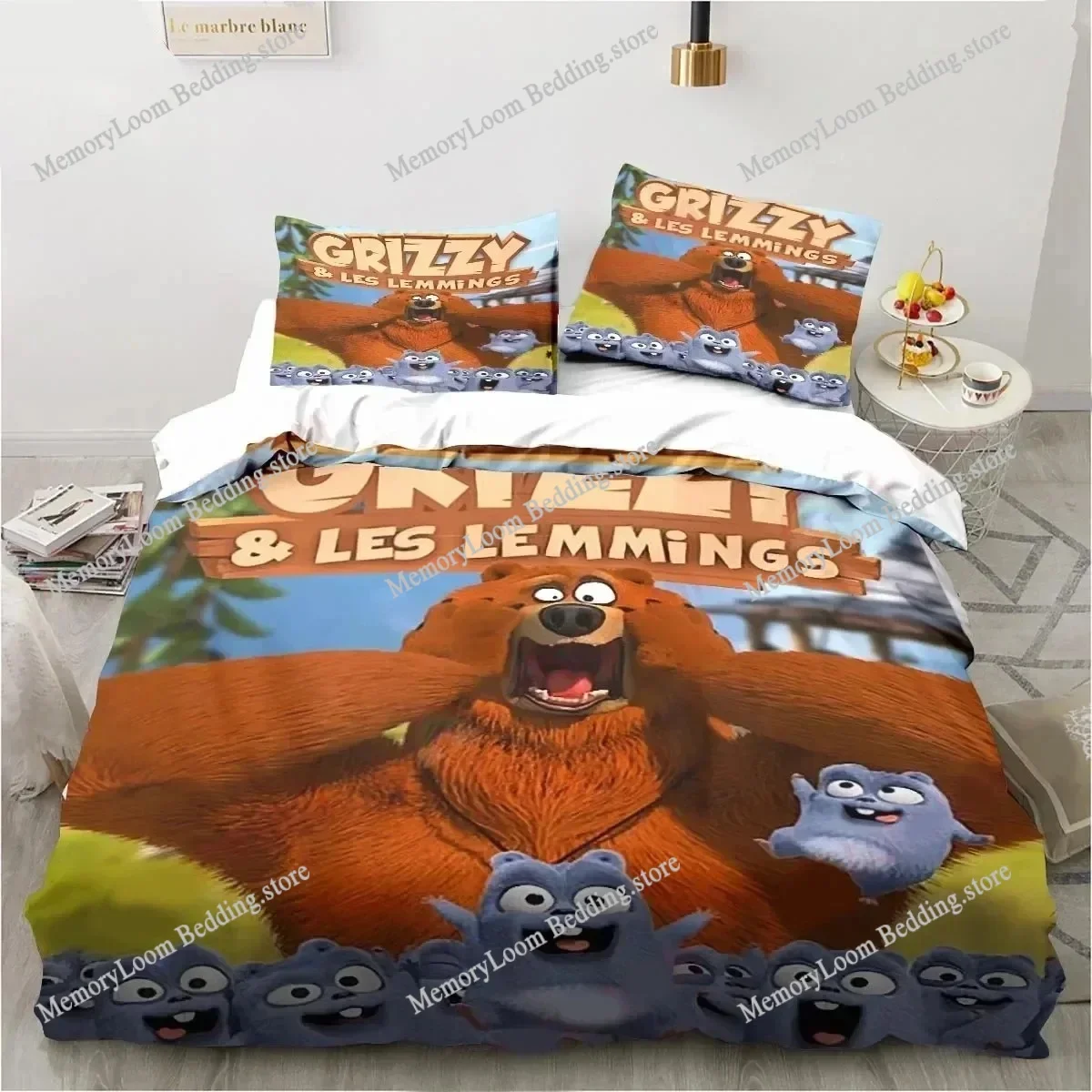 Home Textile Cartoons Fun Grizzy N Lemmings Duvet Cover Pillow Case Boy Girl Bedding Set King/Queen/Twin Size Soft Polyester