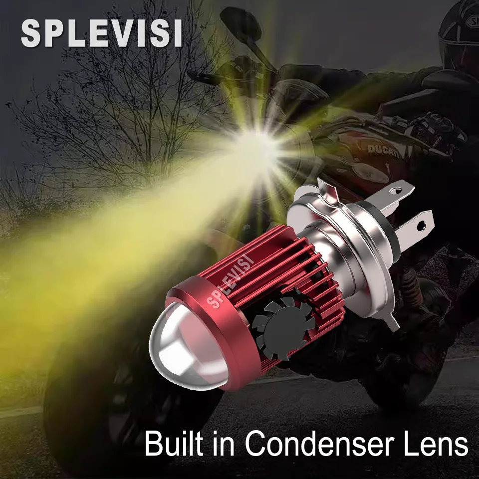 

H4 LED Motorcycle Headlight Bulbs Hi Lo beam Motorbike 3000K Yellow 6000K White Scooter ATV Accessories Condensing Len Fog Light