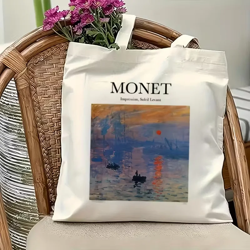 

Сумка-тоут в стиле Claude Monet с принтом, синий и зеленый пейзаж, моющаяся машина для путешествий, и повседневного использования, пляжная сумка