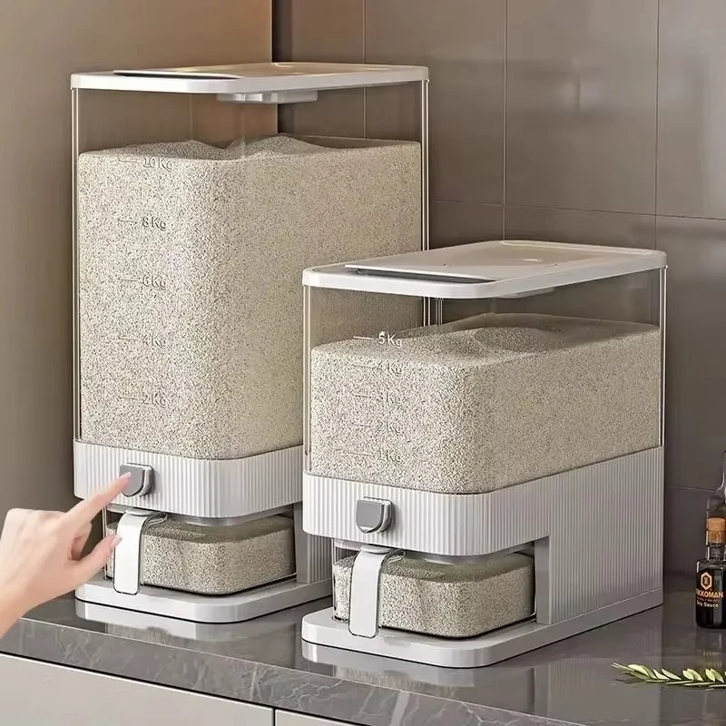 2026 Sealed Moisture‑Proof Insect‑Proof Rice Storage Box Push Dispenser Dry Grain Container Kitchen Organizer Cereal Bean Snack