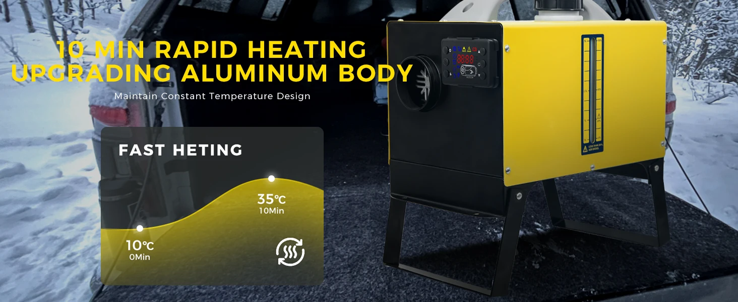 8KW Diesel-Luftheizung 12V 24V 220V, LCD-Panel & Fernbedienung All-in-One Standheizung mit Netzteil für Auto, Wohnmobil, Garage – Detail 5