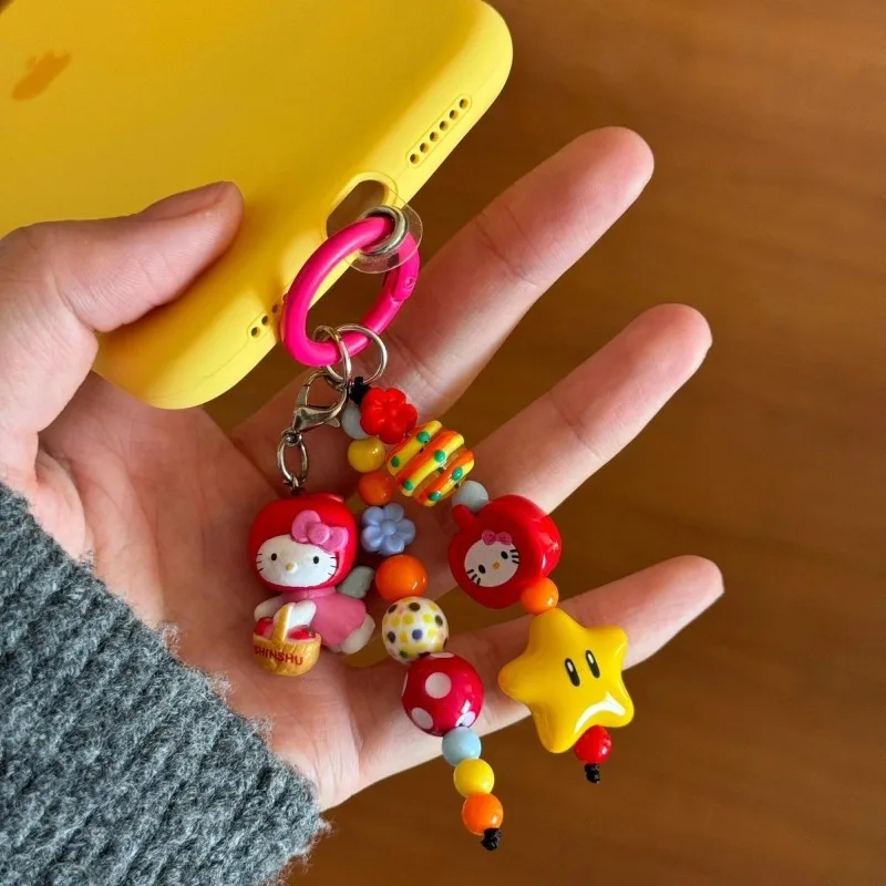 

Kawaii Hello Kitty Sanrio Cute Cartoon Student Mobile Phone Pendants Camera Bag Decoration Key Chain Birthday Gifts for Kids