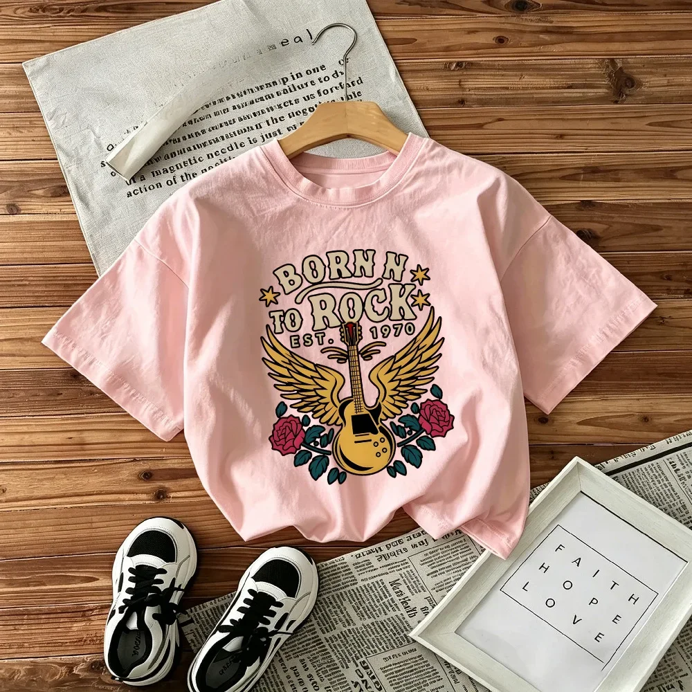 Children's T-shirt Loose Comfortable Soft Skin Friendly Fashionable and Versatile Street Retro Printed Short Sleeved Shirt