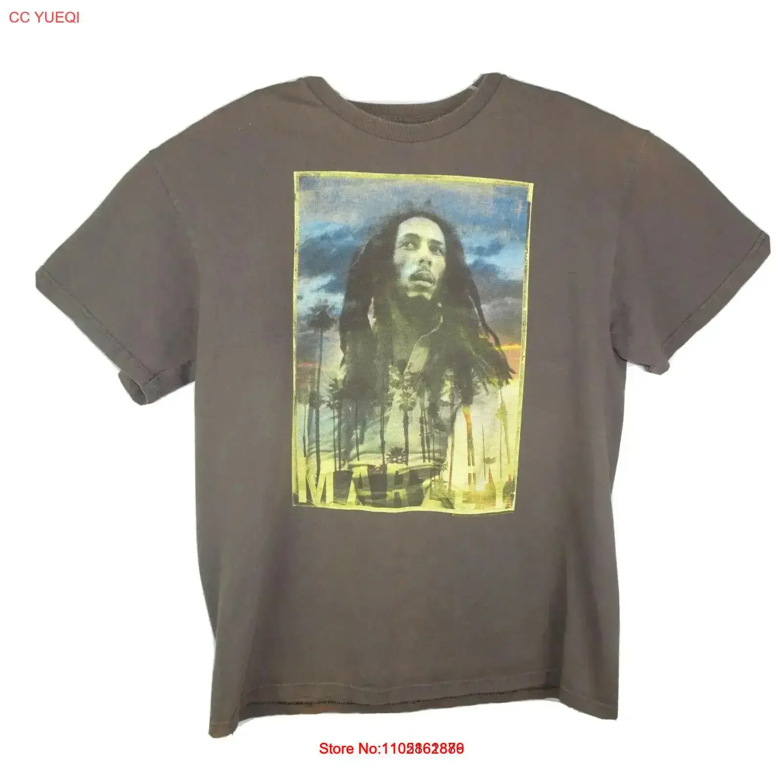 Zion Bob Marley T Shirt Men Size Large 2012 Rasta Brown Fade Distressed vintage Washed Comfortable homme Versatile