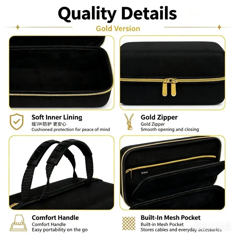 Dustproof Black Gold Carry Case Custom for Neural DSP Quad Cortex