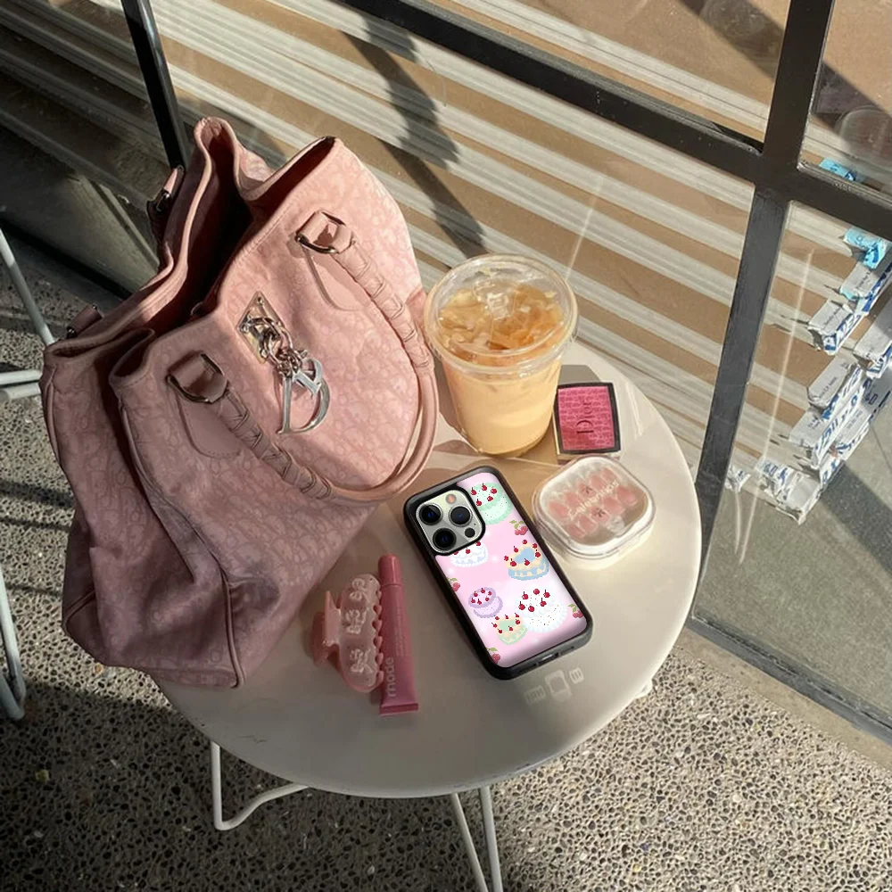 Coque de téléphone rose None Cakes pour iPhone, coque en acrylique PC TPU, miroir, compatible avec les modèles 16, 16pro, 16plus, 16promax Pro Plus Max