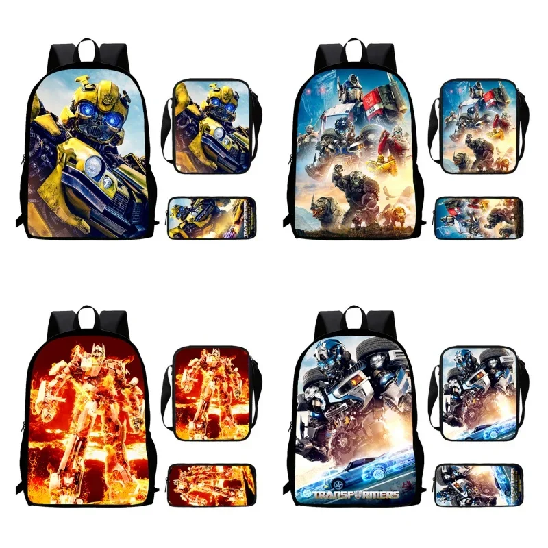 Cartoon B-Bumblebee School Backpack With Shoulder Bags Pencil Bags For Kindergarten,Light Weight School Bags For Boys Girls