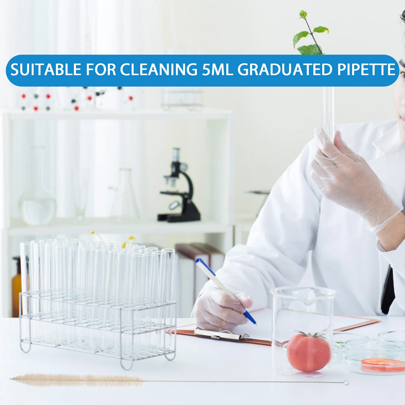 

10 Pcs Flask Brush Straw Cleaner Cleaning Iron for Graduated Pipette Laboratory Brushes