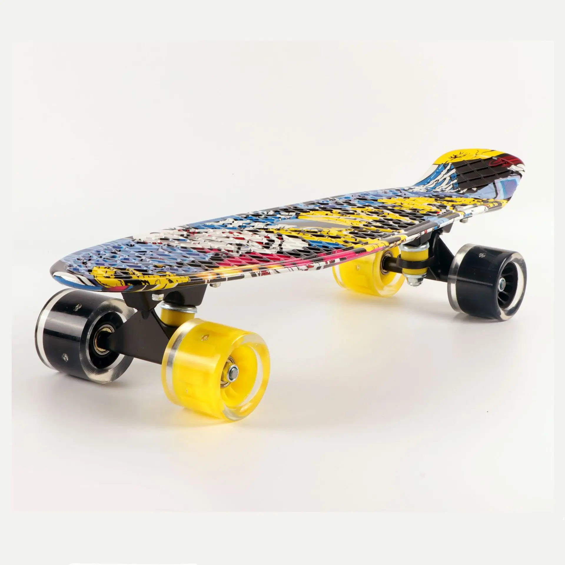 لوح تزلج بأربع عجلات مطبوع عليه نقل المياه، لوح سمك صغير 3-6 عجلة فلاش هزازة واحدة من البولي يوريثان، فرشاة شارع الطريق للأطفال