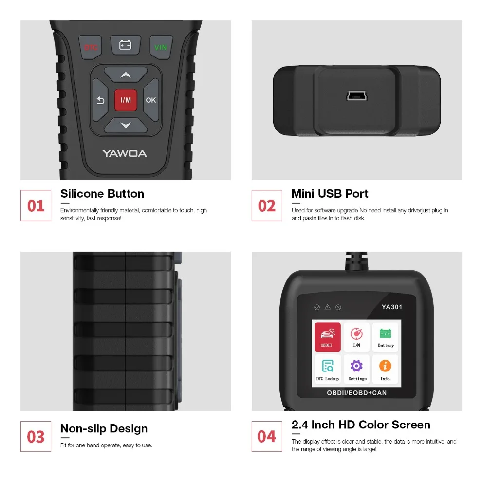 YA301 OBD2 code reader battery tester YA-301 OBDII scanner tool Full  Functions free update PK KW850 CR3001 view 4