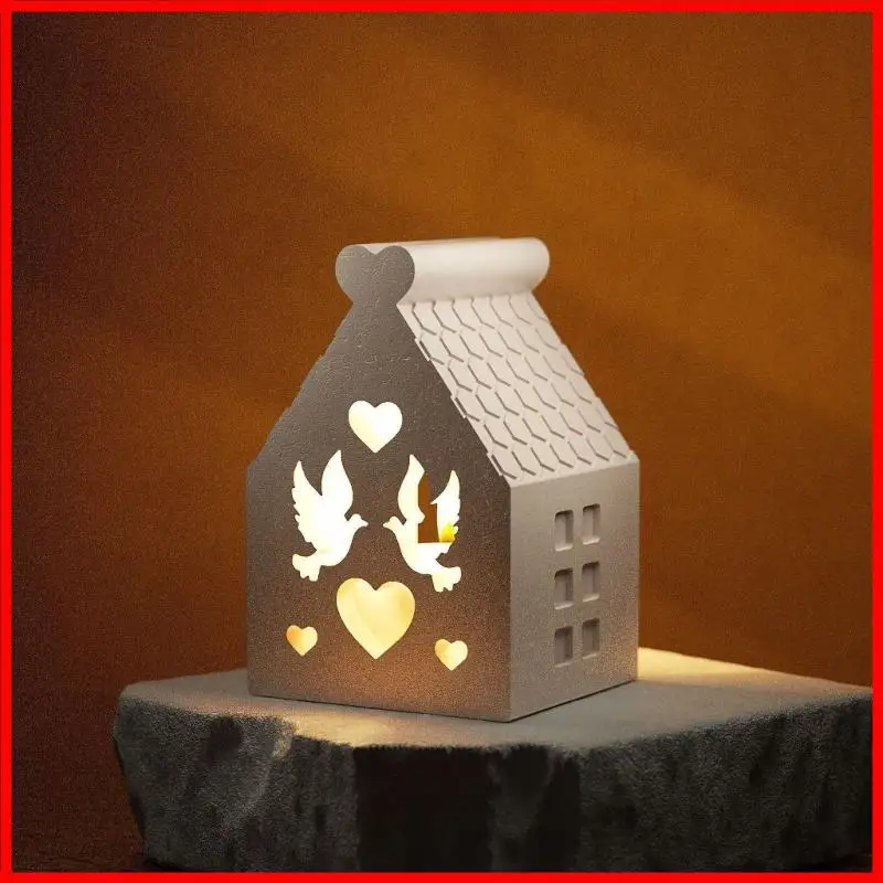 3XUA 3D Silicone Holder Mold for Home Decoration and Crafts Night Light Mould Hollow Out House Shaped Ornament Mould