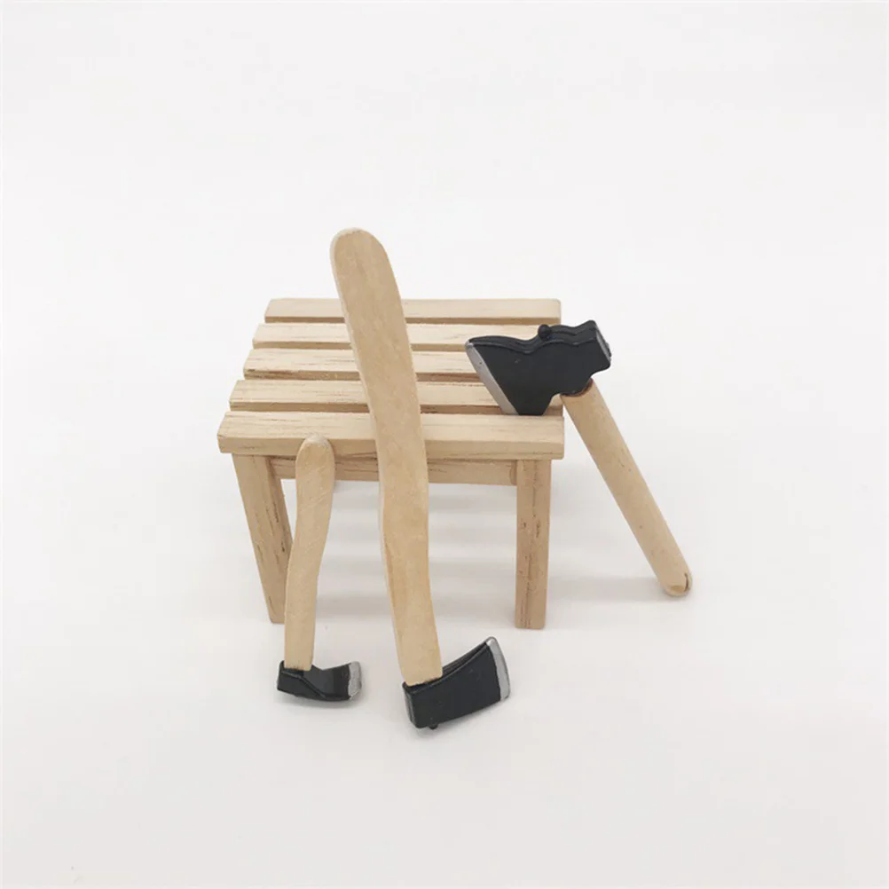 

Миниатюрная мини-мебель для дома, деревянная топор, инструменты, изысканные детали, безопасные легкие креативные украшения для детской комнаты