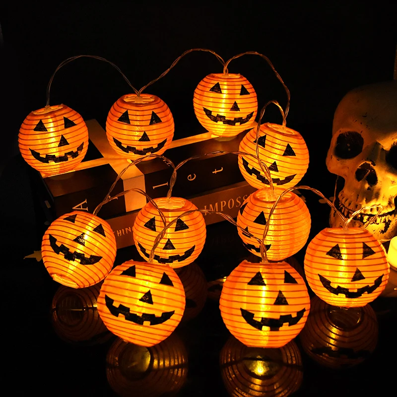 

10LED Halloween String Light Portable Pumpkin Ghost Lights For Home Halloween Party Bar Decoration Supplies 2024