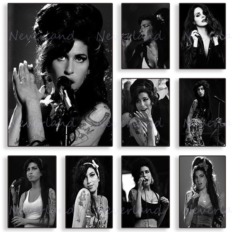 Famous Music Singer Amy Winehouse Vinatge Fashion Posters Canvas Painting and Prints Wall Art Modern Picture for Room Home Decor