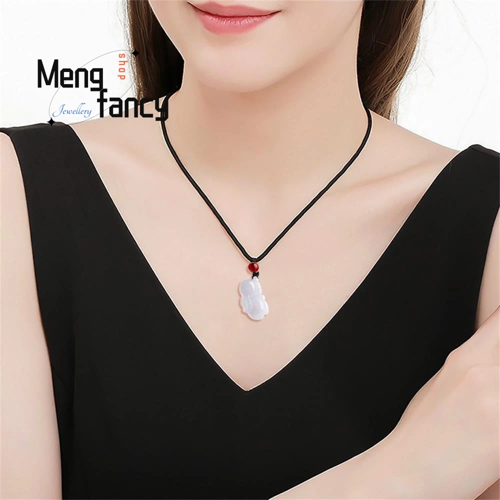Natural Myanmar A-goods Jadeite Zodiac Rabbit Three-dimensional Carving Ice Jade Pendant Cute Exquisite Mascots Fashion Jewelry