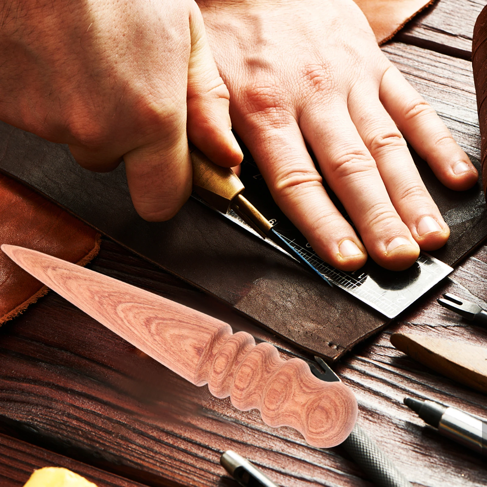 

Natural Sandalwood Burnishing Polishing Edge Trimming Craft Hand Tool Wood Burnisher Sliver Jewelry Smoothing Tool