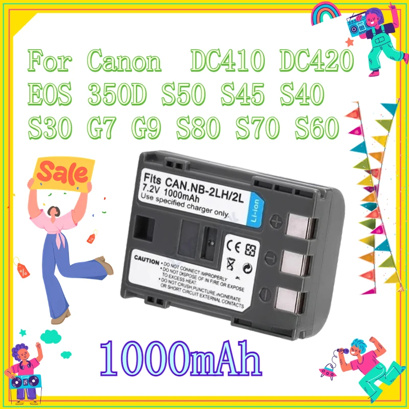 

High-Performance 1000mAh NB-2LH Camera Battery for Canon DC410 DC420 EOS 350D S50 S45 S40 S30 G7 G9 S80 S70 S60