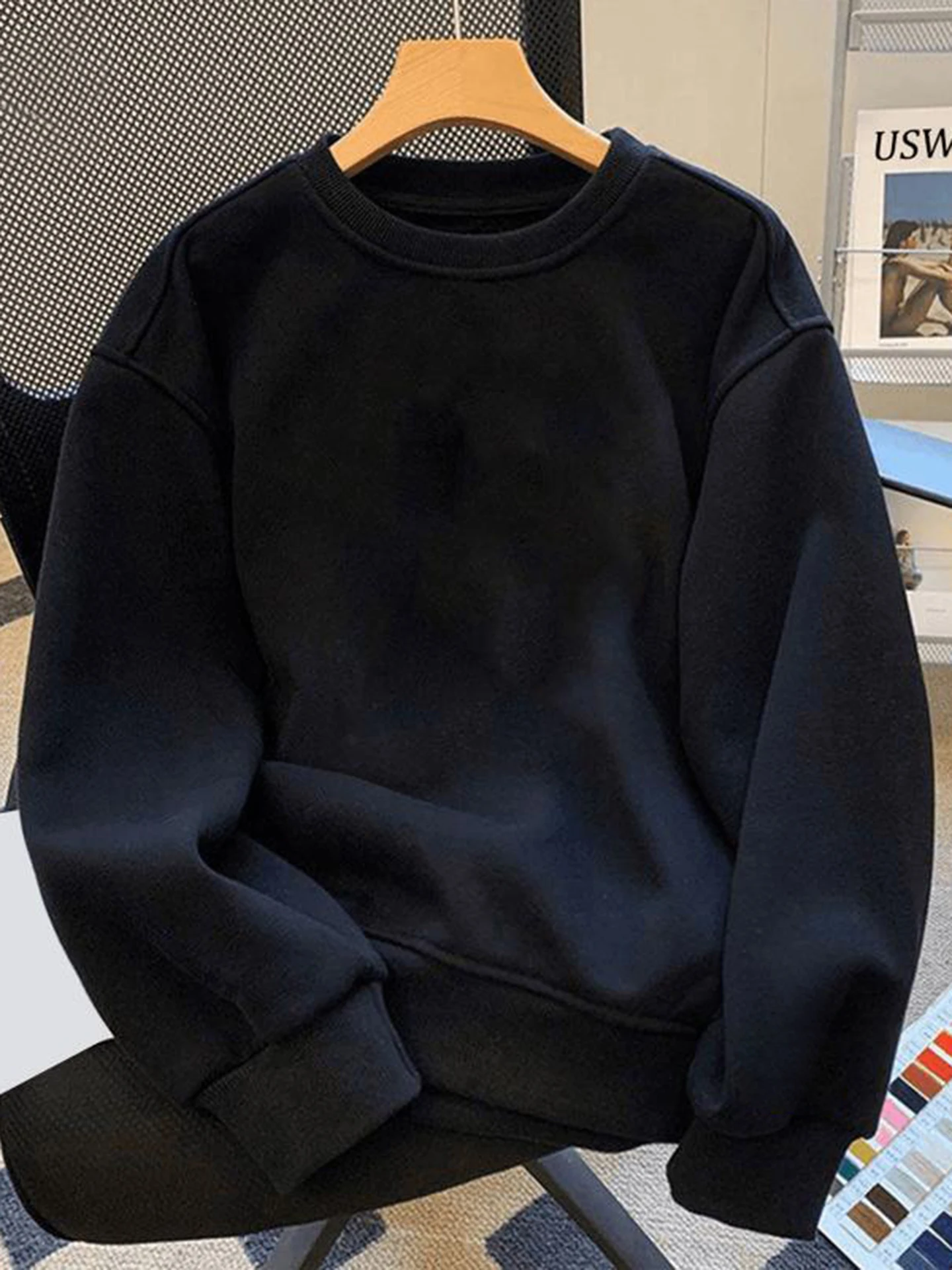 الأمريكية Sle Fce اصطف هوديي الرجال الخريف الشتاء Faion العلامة التجارية طويلة Sve تي شيرت طبقة قاعدة دافئة irt لباس غير رسمي #4