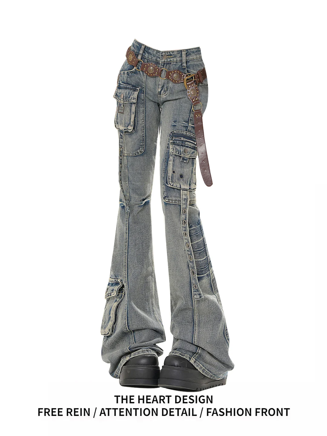 Damskie spodnie dżinsowe slim fit w stylu retro, robocze, jesienne, modne, z rozszerzanymi nogawkami, zwężane, z niskim stanem, dla nastolatek.