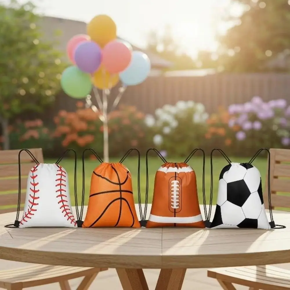 New Polyester Drawstring Backpack Hand Carry Adjustable Cinch Sack Ball Pattern Multi-Purpose Sports Drawstring Bag For Gym
