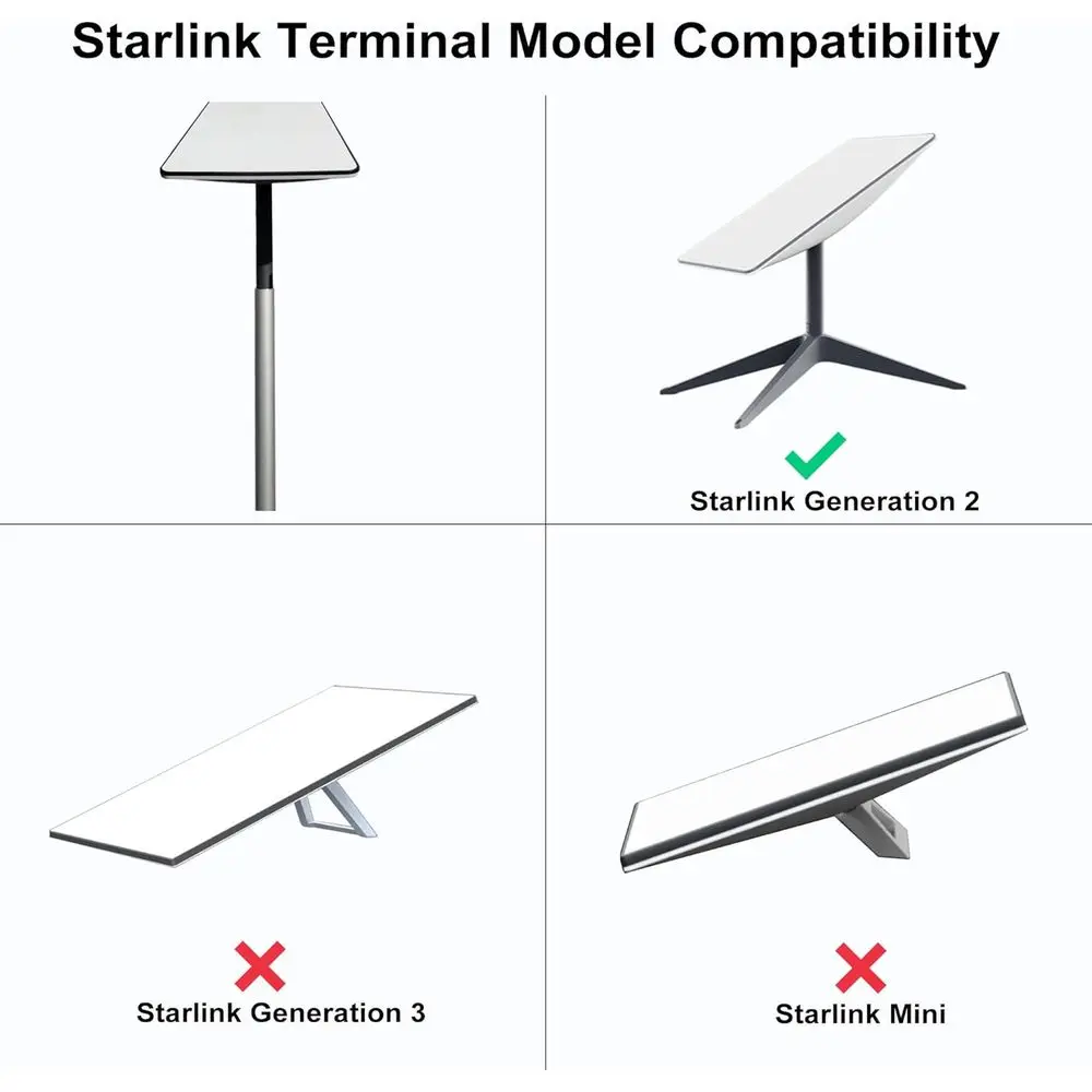 عمود تلسكوبي بطول 10 أقدام مع محول Starlink (GEN 2 / V2) ومجموعة دعامة تثبيت سلم RV - يناسب قضبان سلم مقاس 1.0 بوصة #3