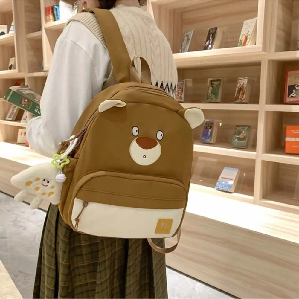 

Large Capacity Cute Bear Backpack Canvas Adjustable Kindergarten Schoolbag Cartoon Bear Portable Kids Travel Bag Children's Day