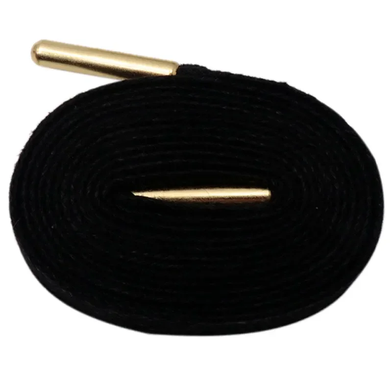 Coolstring pontas de metal dourado 8mm cadarços encados 100% algodão preto branco vermelho azul cadarços à prova d'água unissex para tênis sapatos de lona